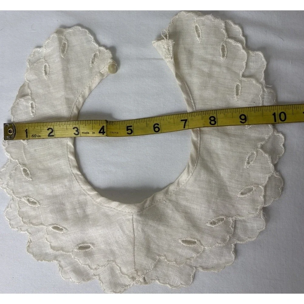 Antique Victorian Linen Lace Collar Ivory Regency